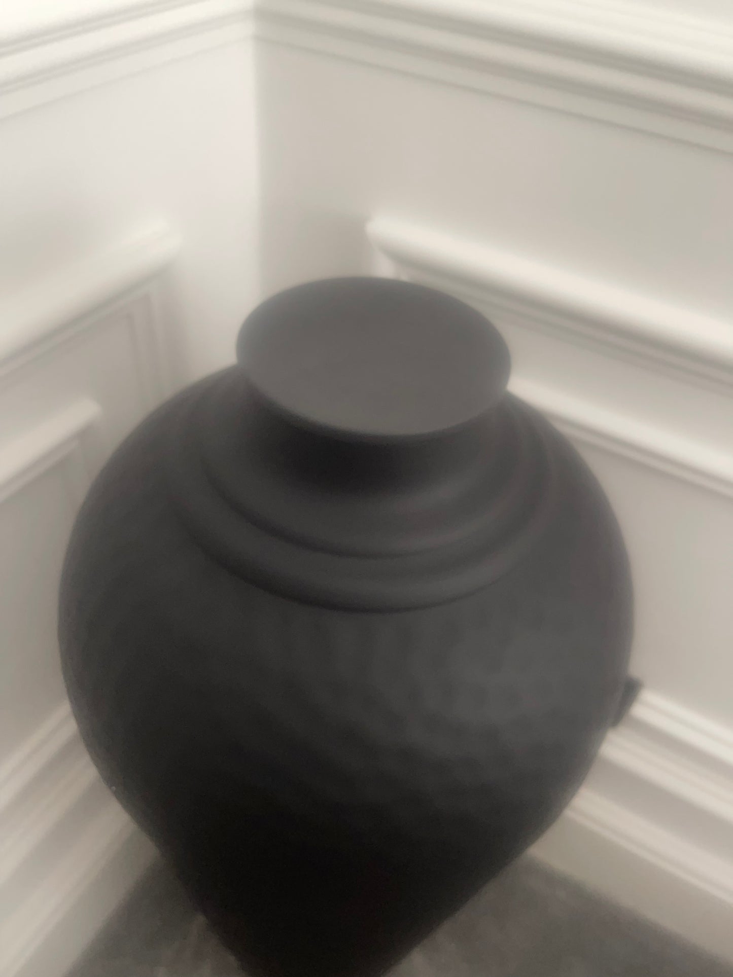 Black hammered floor vase
