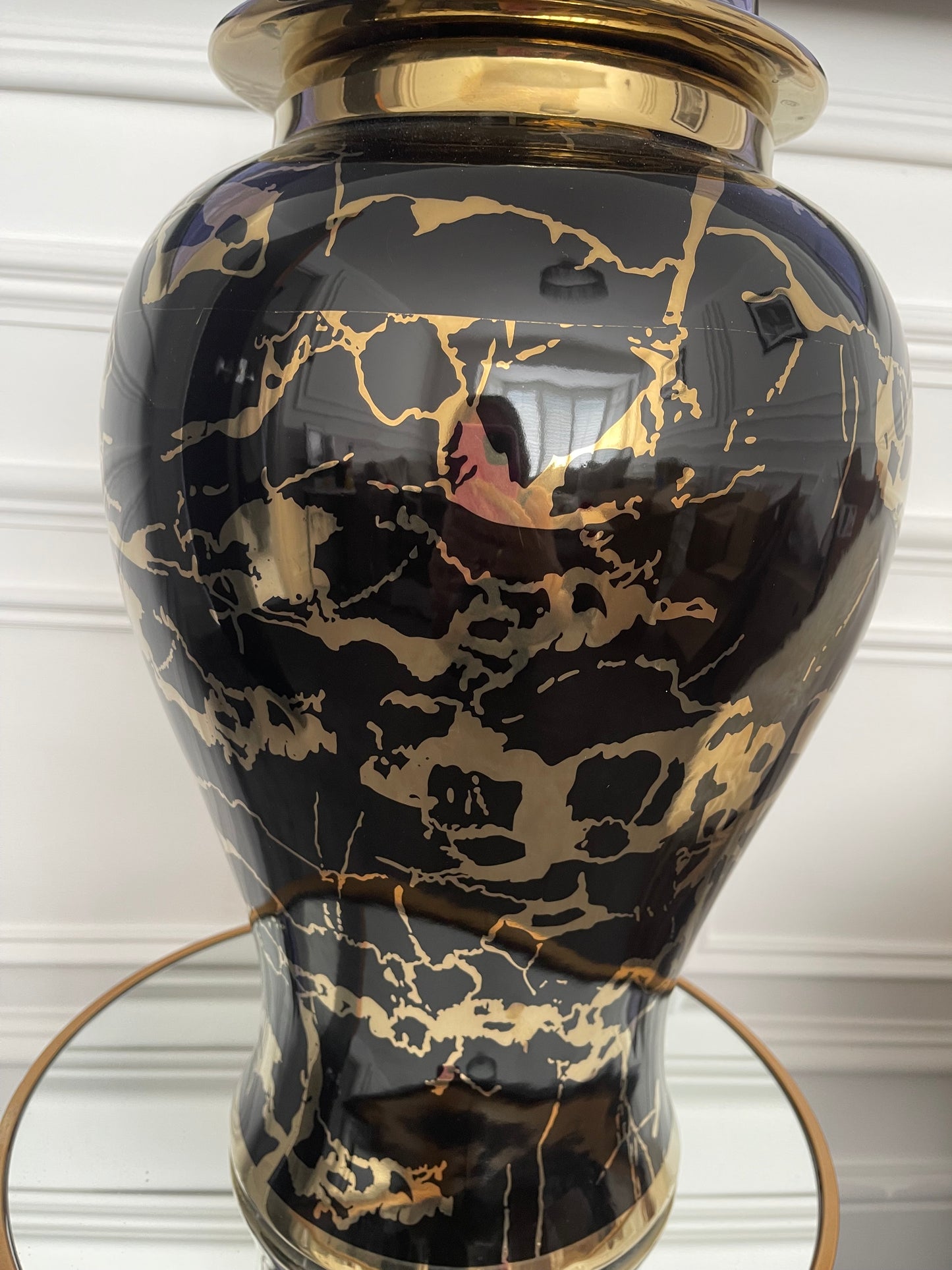 Black & gold ginger jar extra large