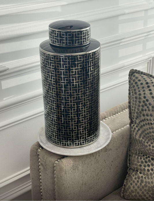 Black & silver vase extra large