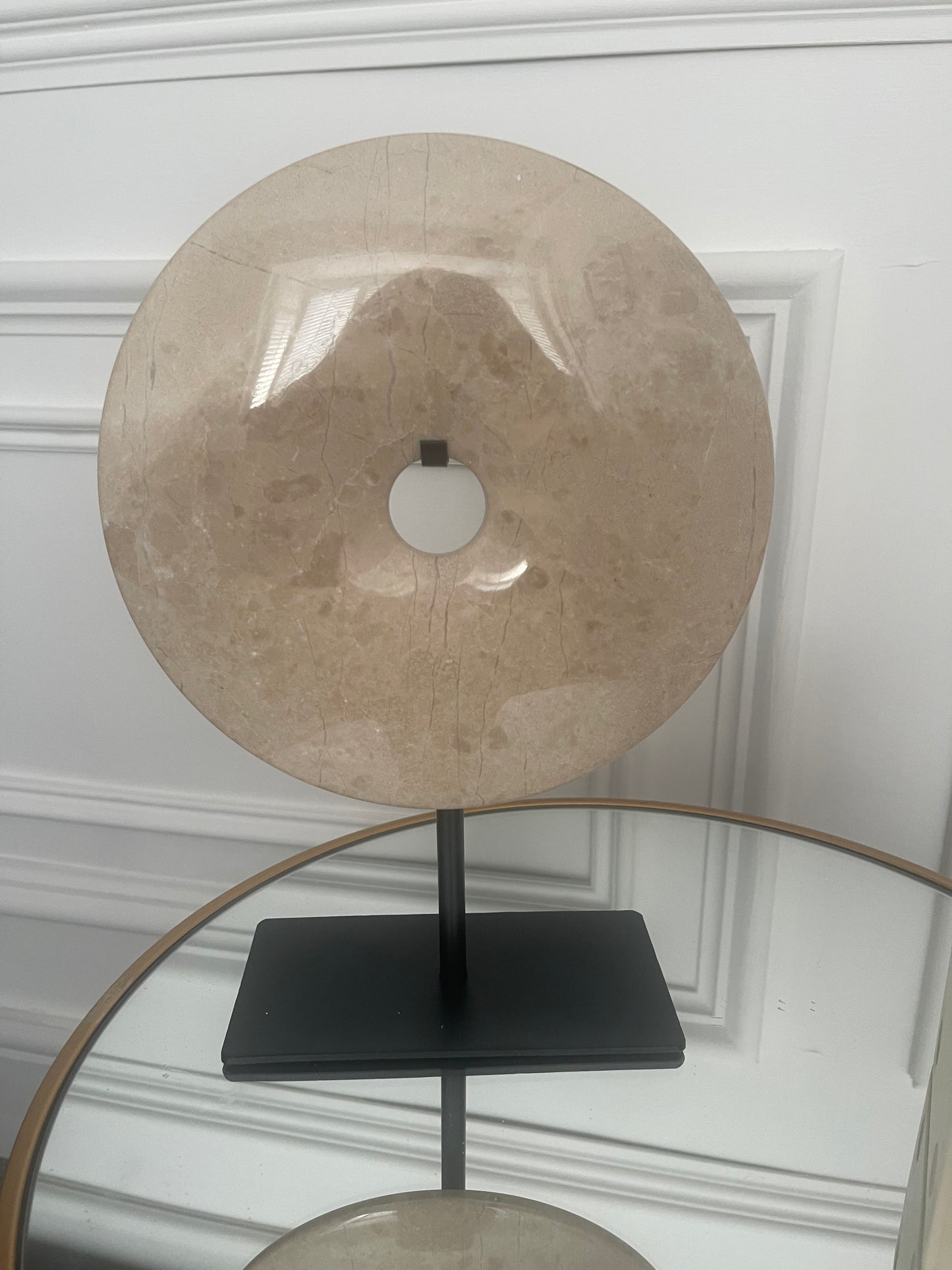Beige marble disk ornament