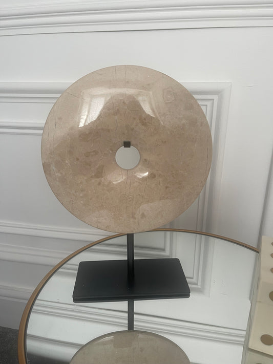 Beige marble disk ornament