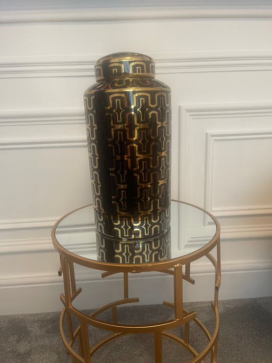 Black & gold round vase large