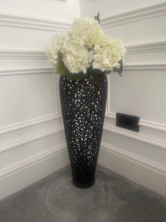 Black cast floor vase