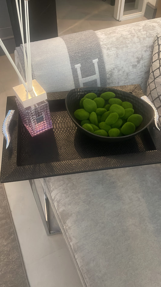 Black textured print tray