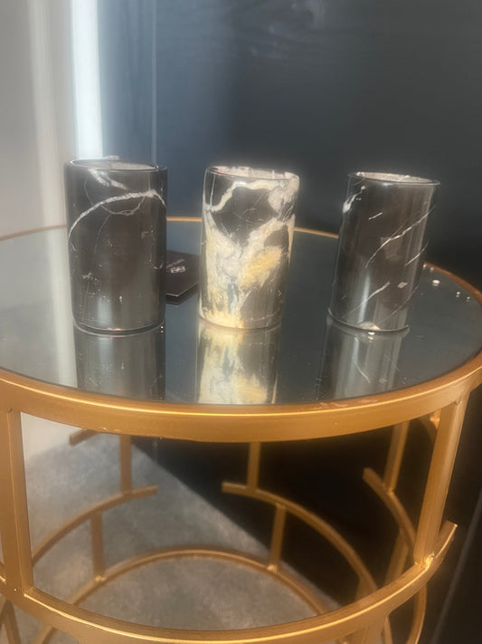 Black & white marble tea light holders
